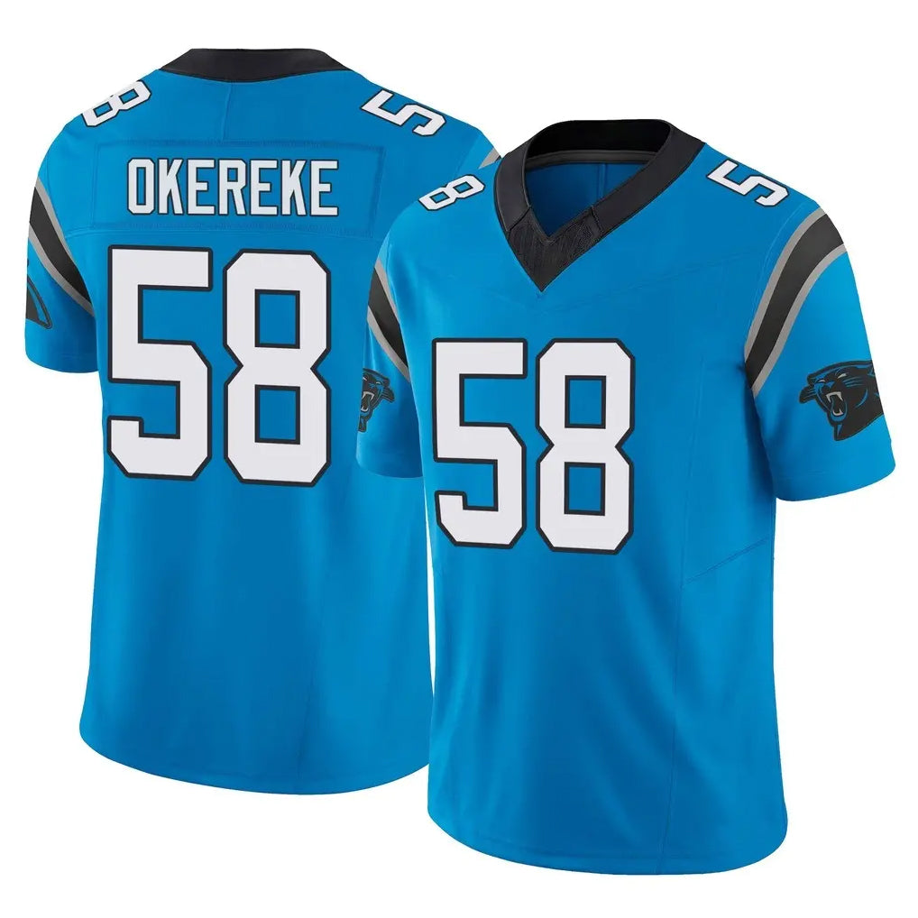 C.Panthers #58 Bobby Okereke Player Blue Vapor F.U.S.E. Limited Home Game Jdoa Stitched Jerseys