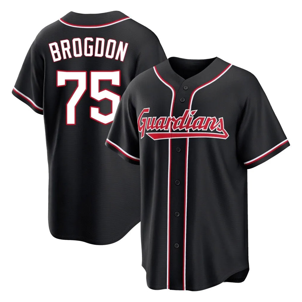 C.Guardians #75 Connor Brogdon Player Black Fashion Out Home Game Jdoa Stitched Jerseys