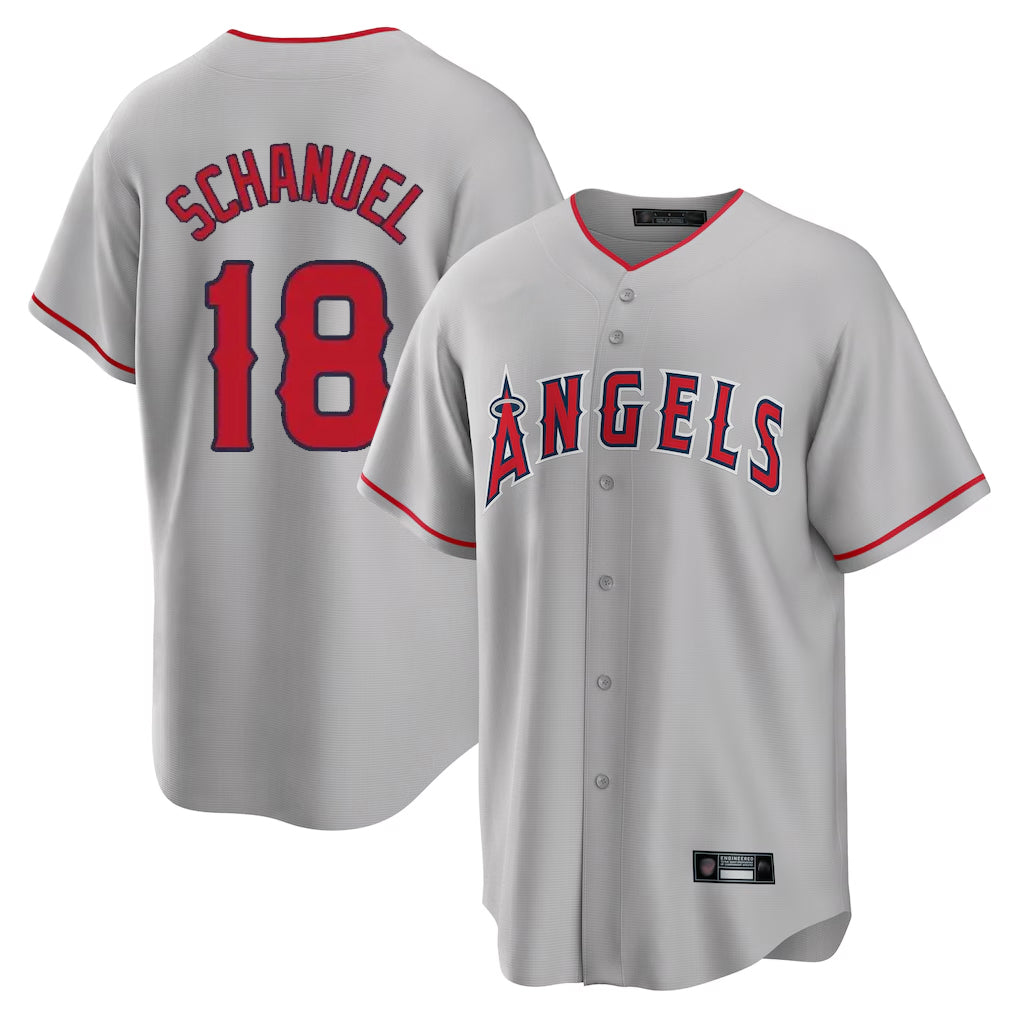 LA.Angels #18 Nolan Schanuel Player Gray Home Game Jdoa Stitched Jerseys