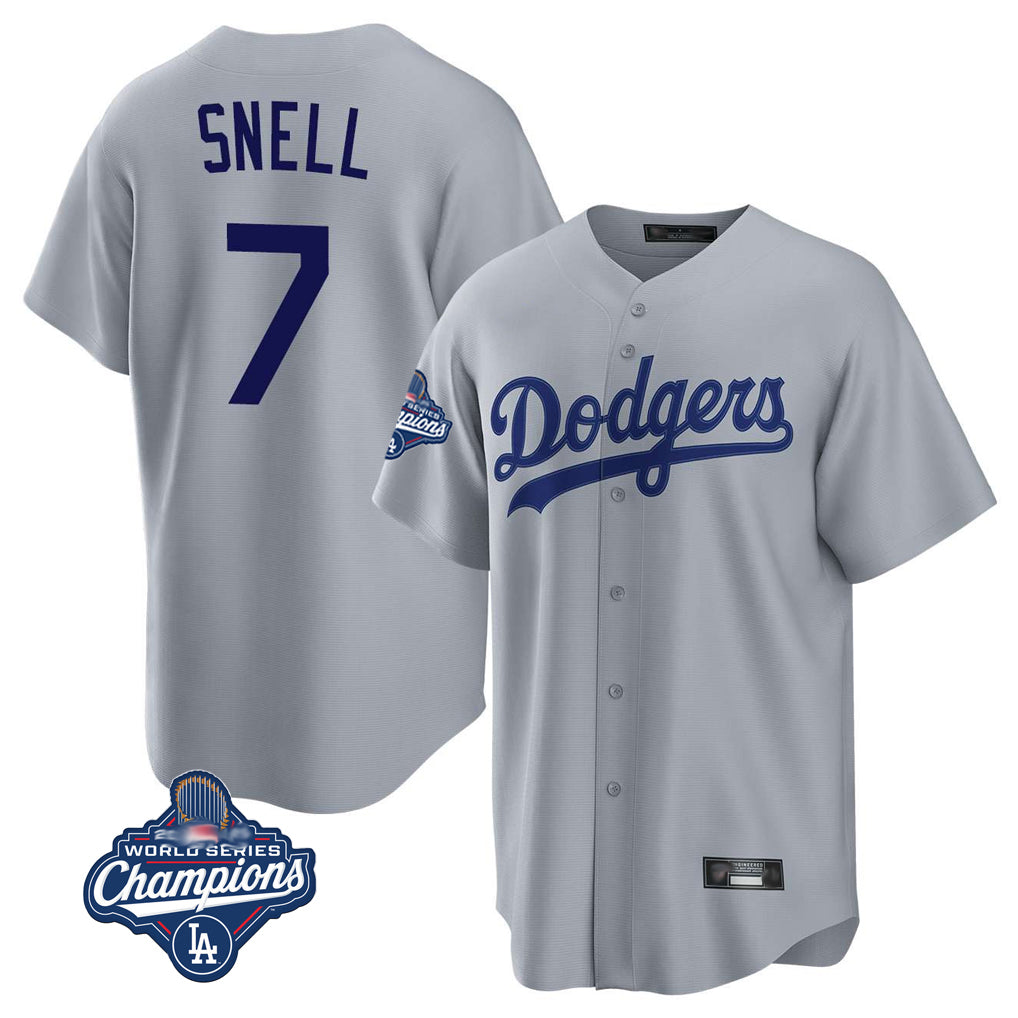 LA.Dodgers #7 Blake Snell Player Gray Game World Series Meet Jdoa Stitched Jerseys