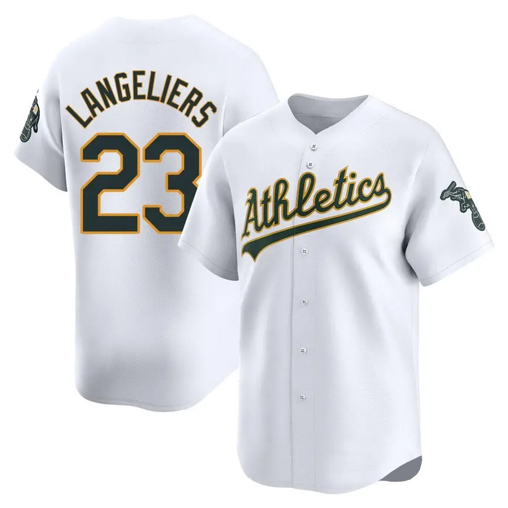 Athletics #23 Shea Langeliers Player White Limited Home Game Jdoa Stitched Jerseys