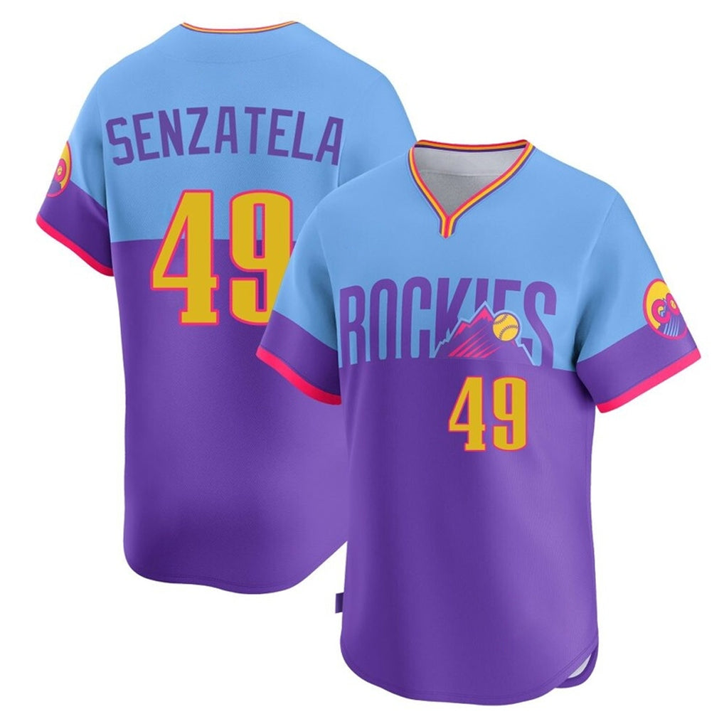 C.Rockies #49 Antonio Senzatela Player Purple-Light Blue City Connect Limited Home T-shirt Jdoa Stitched Jerseys