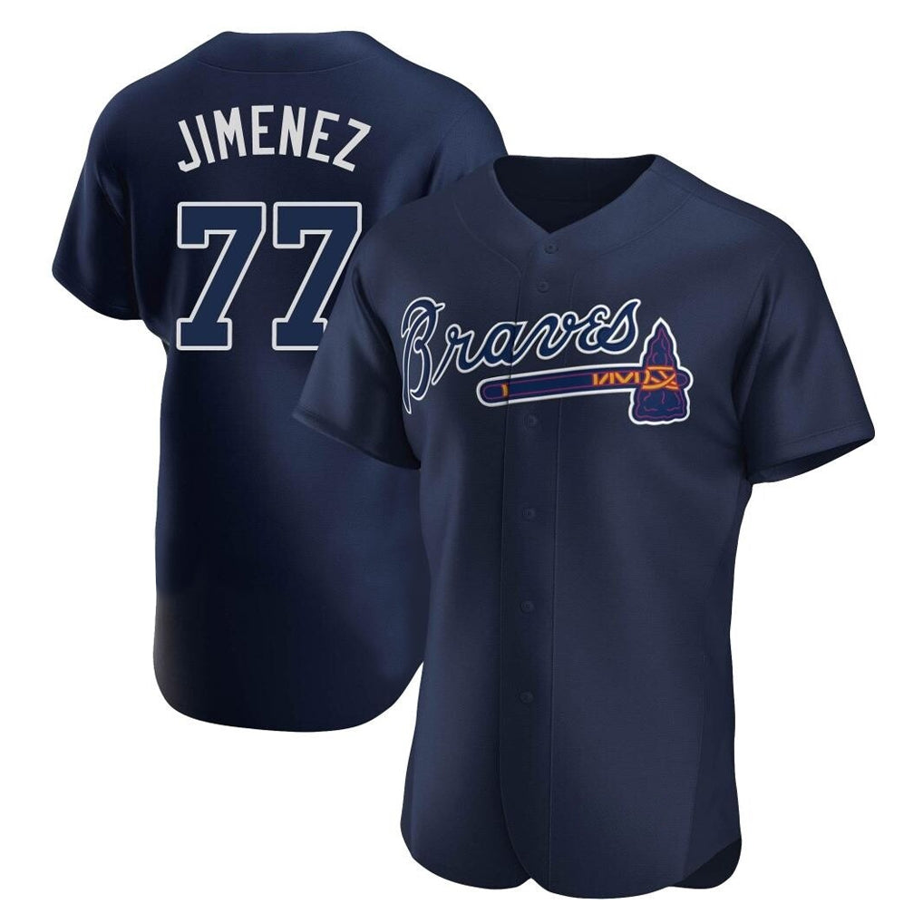 A.Braves #77 Joe Jimenez Player Navy Alternate Limited Elite Home Game Jdoa Stitched Jerseys