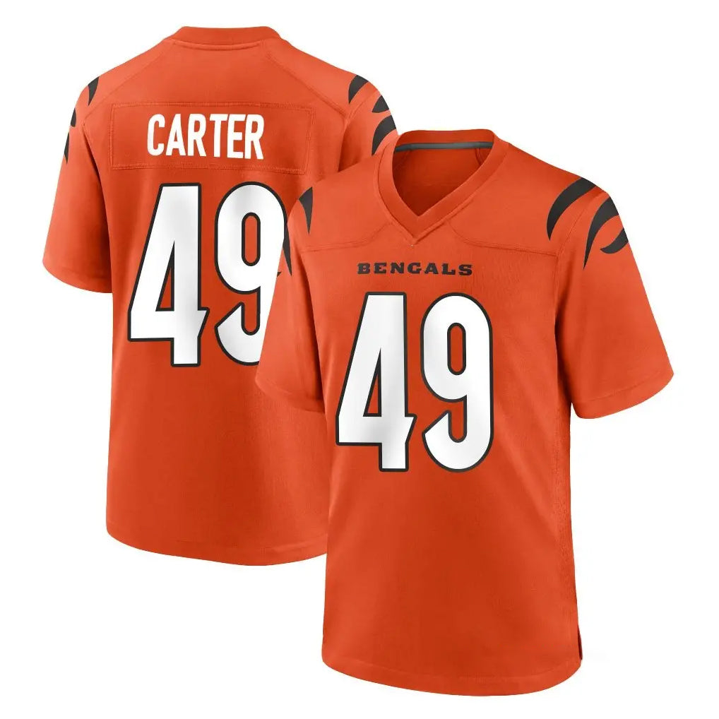C.Bengals #49 Barrett Carter Player Orange Home Game Jdoa Stitched Jerseys