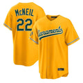 Athletics #22 Jeff McNeil Player Gold Home Game Jdoa Stitched Jerseys