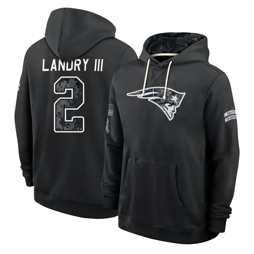 NE.Patriots #2 Harold Landry III Player 2026 Black Logo Pullover Hoodies Limited Game Jdoa Stitched Jerseys
