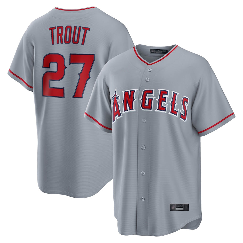 LA.Angels #27 Mike Trout Player Gray Home Game Jdoa Stitched Jerseys