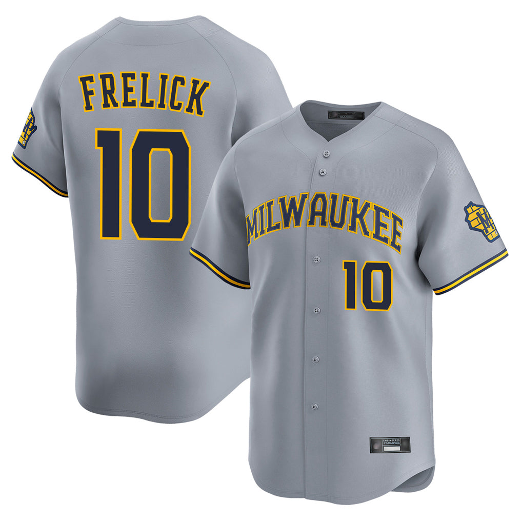 M.Brewers #10 Sal Frelick Player Gray Home Limited Jdoa Stitched Jerseys