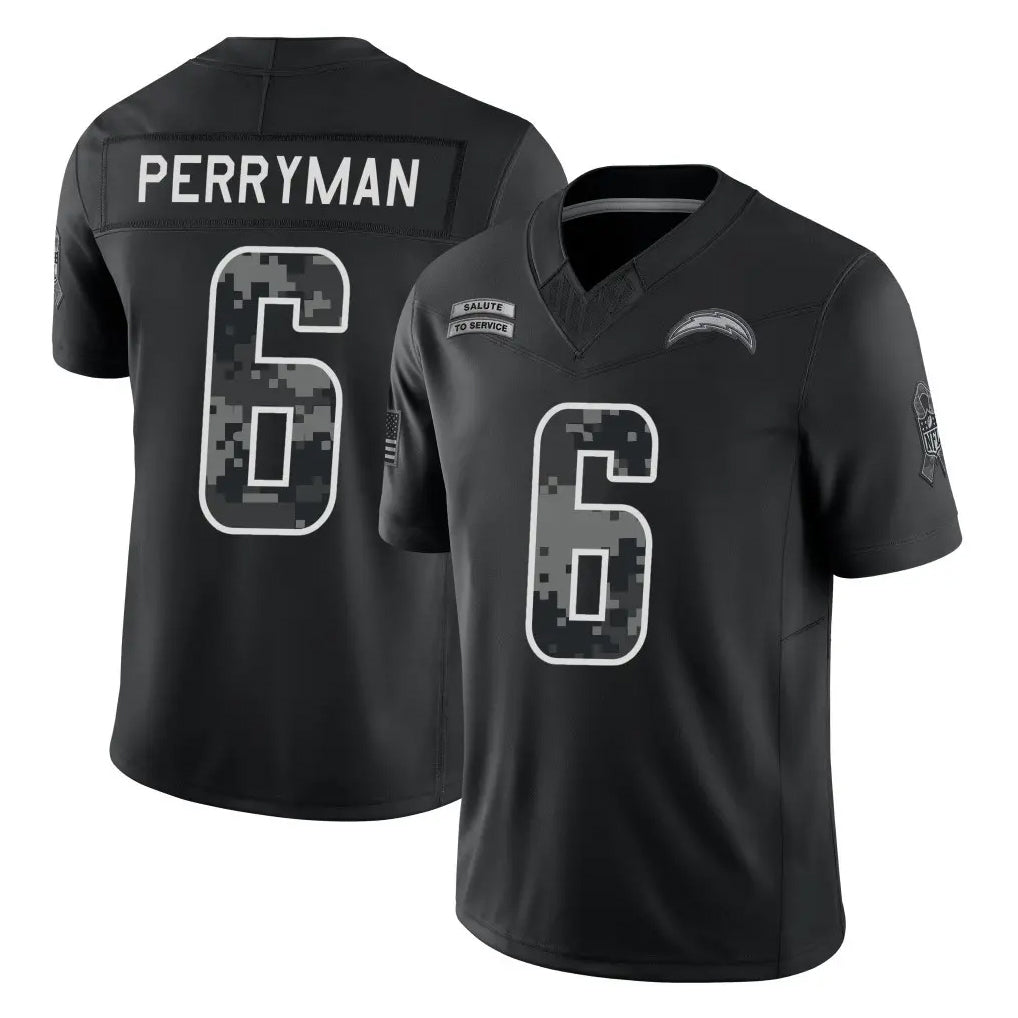 LA.Chargers #6 Denzel Perryman Player Black Limited 2026 Salute to Service Home Game Stitched Jerseys