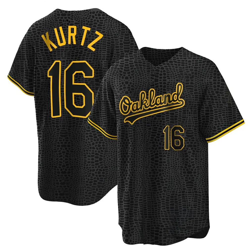 Athletics #16 Nick Kurtz Player Black Snake Skin City Home Game Jdoa Stitched Jerseys