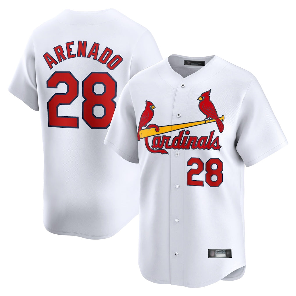 St. Louis Cardinals #28 Nolan Arenado Player White Home Limited Jdoa Stitched Jerseys