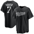 M.Twins #7 Joe Mauer Player Black Home Game Jdoa Stitched Jerseys