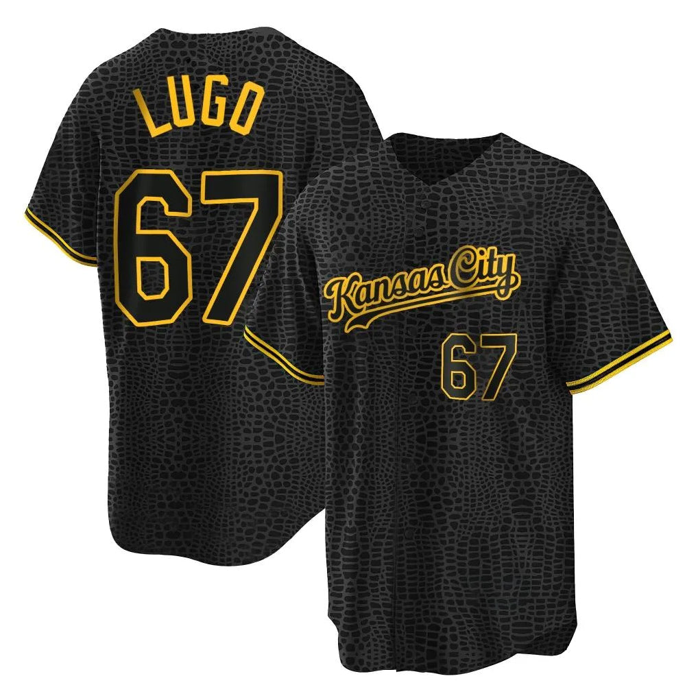 KC.Royals #67 Seth Lugo Player Black Snake Skin City Game Jdoa Stitched Jerseys