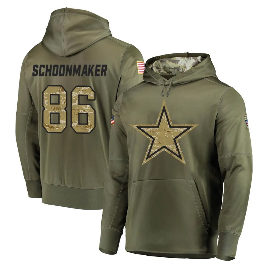 D.Cowboys #86 Luke Schoonmaker Player Olive Salute to Service Pullover Hoodies Home Game Jdoa Stitched Jerseys