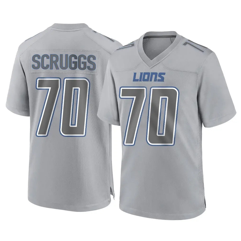 D.Lions #70 Juice Scruggs Player Gray Atmosphere Fashion Home Game Jdoa Stitched Jerseys
