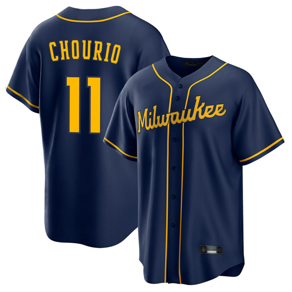 M.Brewers #11 Jackson Chourio Player Navy Home Game Jdoa Stitched Jerseys