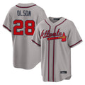 A.Braves #28 Matt Olson Player Gray Home Game Jdoa Stitched Jerseys