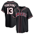 LA.Angels #13 Drew Pomeranz Player Black Fashion Out Home Game Jdoa Stitched Jerseys