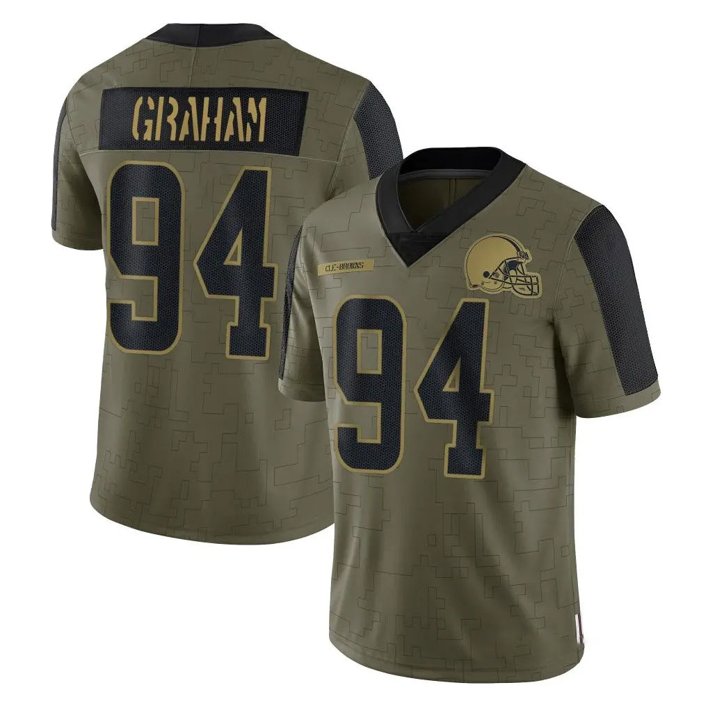 C.Browns #94 Mason Graham Player Olive Salute to Service Limited Home Game Jdoa Stitched Jerseys