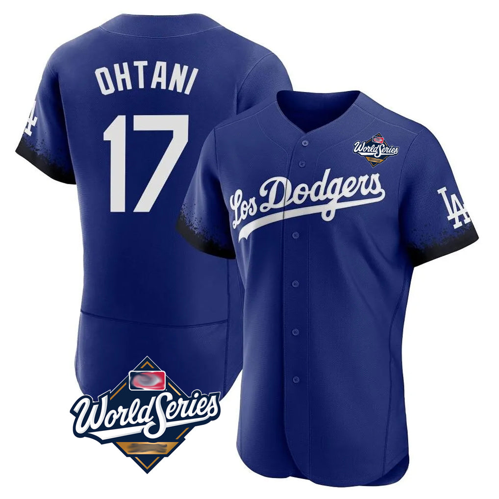 LA.Dodgers #17 Shohei Ohtani Player Royal World Series City Connect Elite Home Jdoa Stitched Jerseys