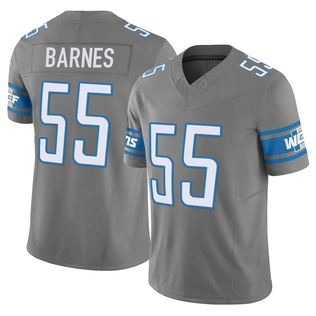 D.Lions #55 Derrick Barnes Player Gray Vapor F.U.S.E. Limited Home Game Jdoa Stitched Jerseys