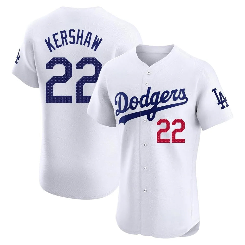 LA.Dodgers #22 Clayton Kershaw Player White Limited Elite Jdoa Stitched Jerseys