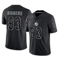 M.Dolphins #93 Zeek Biggers Player Black Reflective Limited Game Jdoa Stitched Jerseys