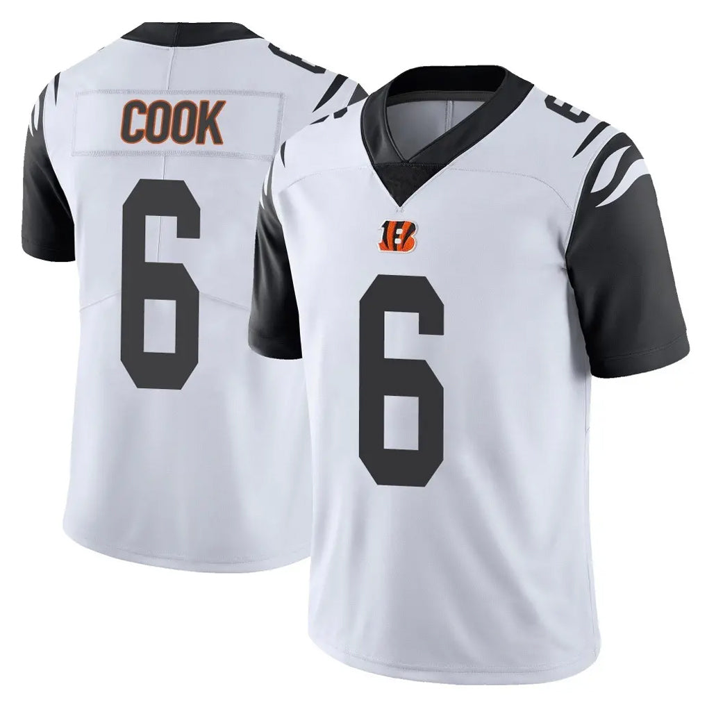 C.Bengals #6 Brian Cook Player White Color Rush Vapor Untouchable Limted Home Game Jdoa Stitched Jerseys