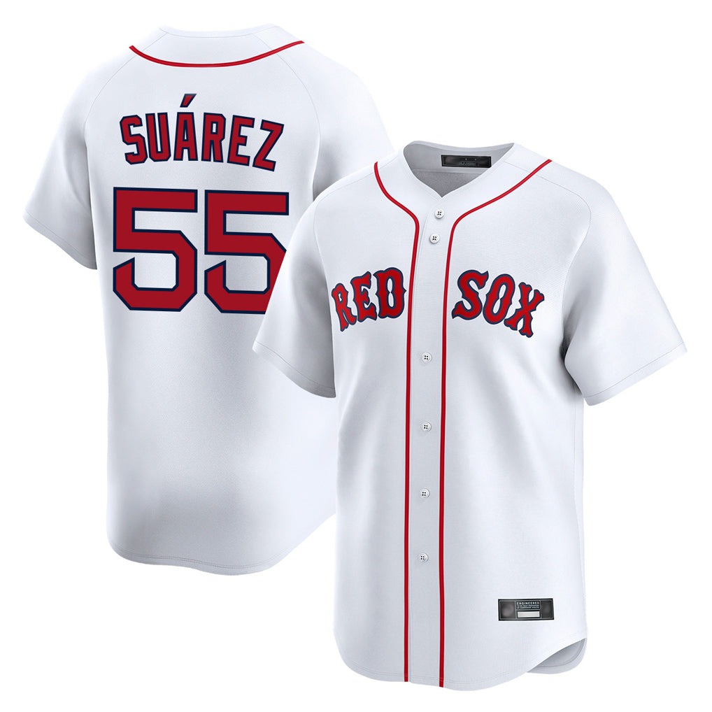 B.Red Sox #55 Ranger Su¨¢rez Player White Limited Home Game Jdoa Stitched Jerseys