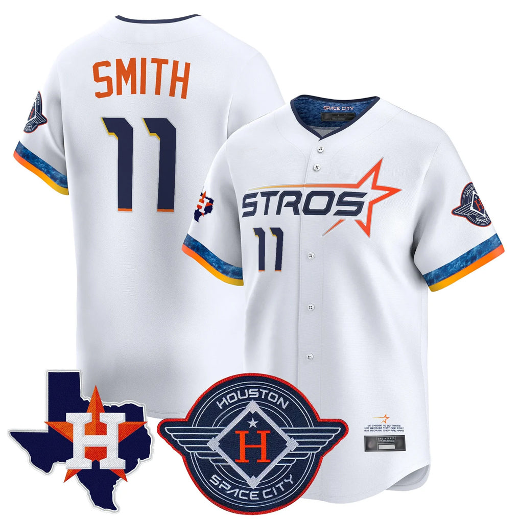 H.Astros #11 Cam Smith Player White City Connect Texas Patch Vapor Premier Limited Home Jdoa Stitched Jerseys
