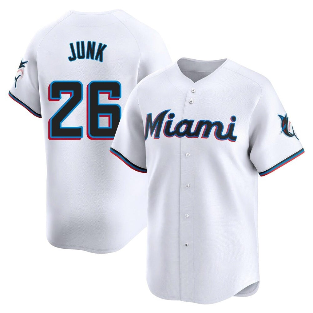 M.Marlins #26 Janson Junk Player White  Home Limited Jdoa Stitched Jerseys