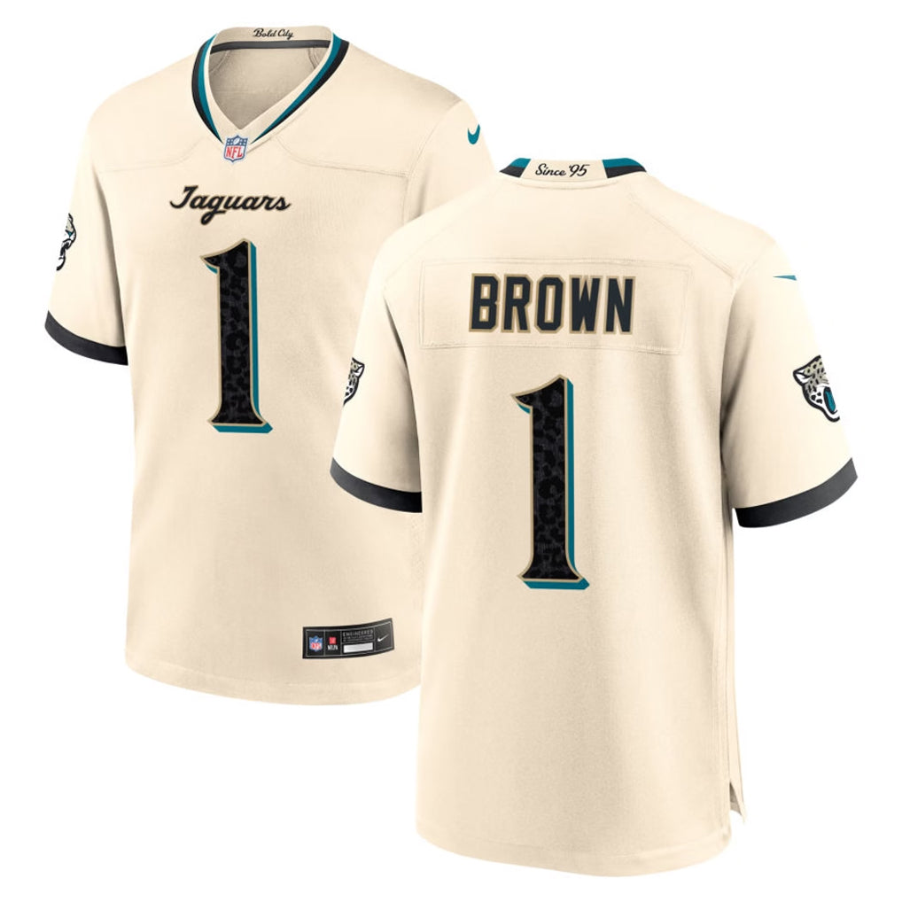 J.Jaguars #1 Montaric Brown Player Natural 2026 Rivalries Collection Game Jdoa Stitched Jerseys