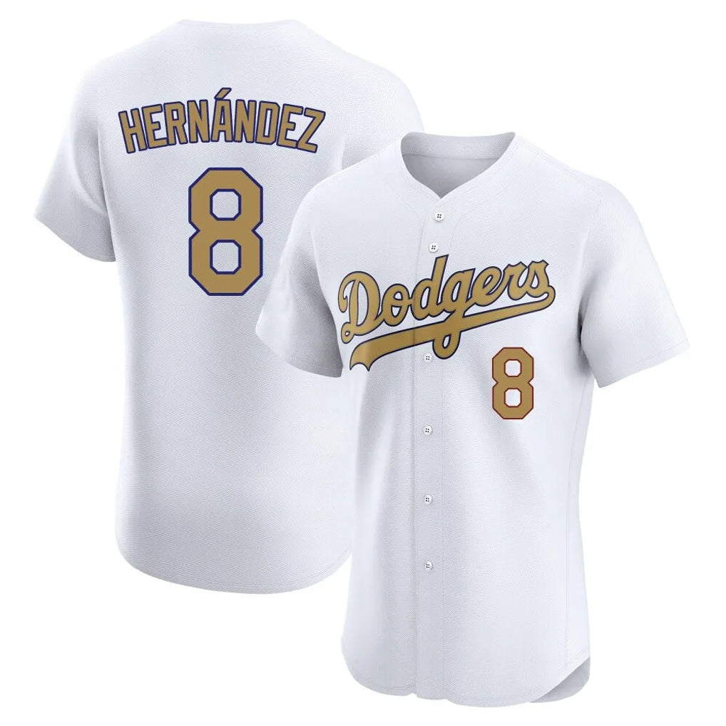 LA.Dodgers #8 Enrique Hern¨¢ndez Player Gold Limited Elite Home Jdoa Stitched Jerseys