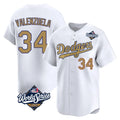 LA.Dodgers #34 Fernando Valenzuela Player Gold World Series Collection Limited Home Jdoa Stitched Jerseys