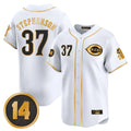 C.Reds #37 Tyler Stephenson Player White-Gold Vapor Premier Limited Home Jdoa Stitched Jerseys