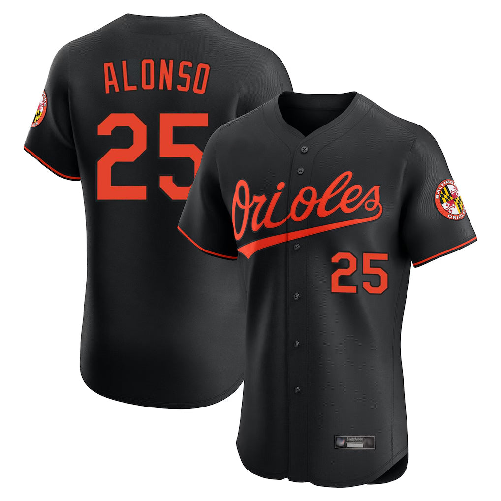 B.Orioles #25 Pete Alonso Player Black Limited Elite Home Game Jdoa Stitched Jerseys