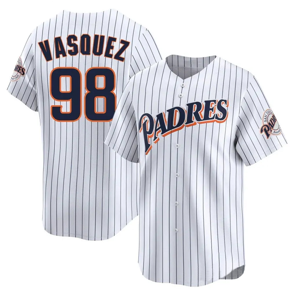 S.Diego Padres #98 Randy Vasquez Player White Cooperstown Collection Limited Home Jdoa Stitched Jerseys