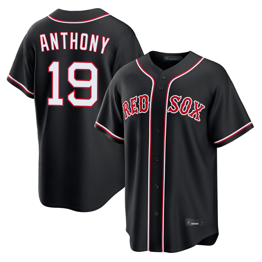 B.Red Sox #19 Roman Anthony Player Black Out Home Game Jdoa Stitched Jerseys