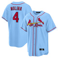 St. Louis Cardinals #4 Yadier Molina Player Light Blue Home Game Jdoa Stitched Jerseys
