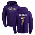 B.Ravens #7 Rashod Bateman Player Purple Salute to Service Pullover Hoodie Jdoa Stitched Jerseys
