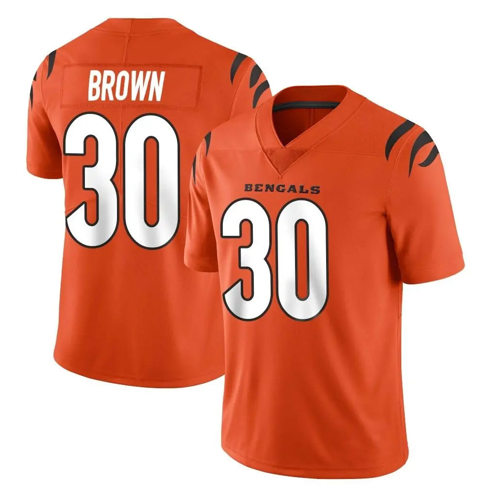 C.Bengals #30 Chase Brown Player Orange Vapor Untouchable Limited Home Game Jdoa Stitched Jerseys