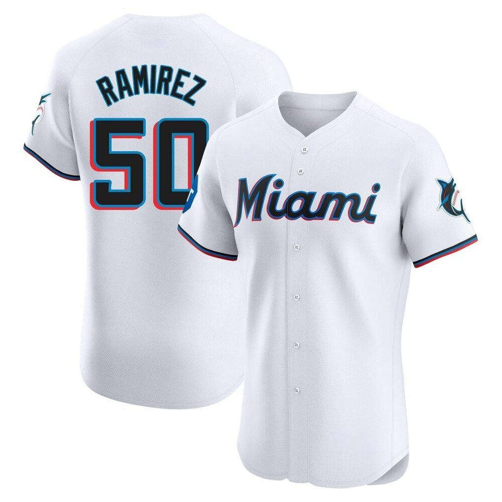 M.Marlins #50 Agustin Ramirez Player White  Home Limited Elite Jdoa Stitched Jerseys