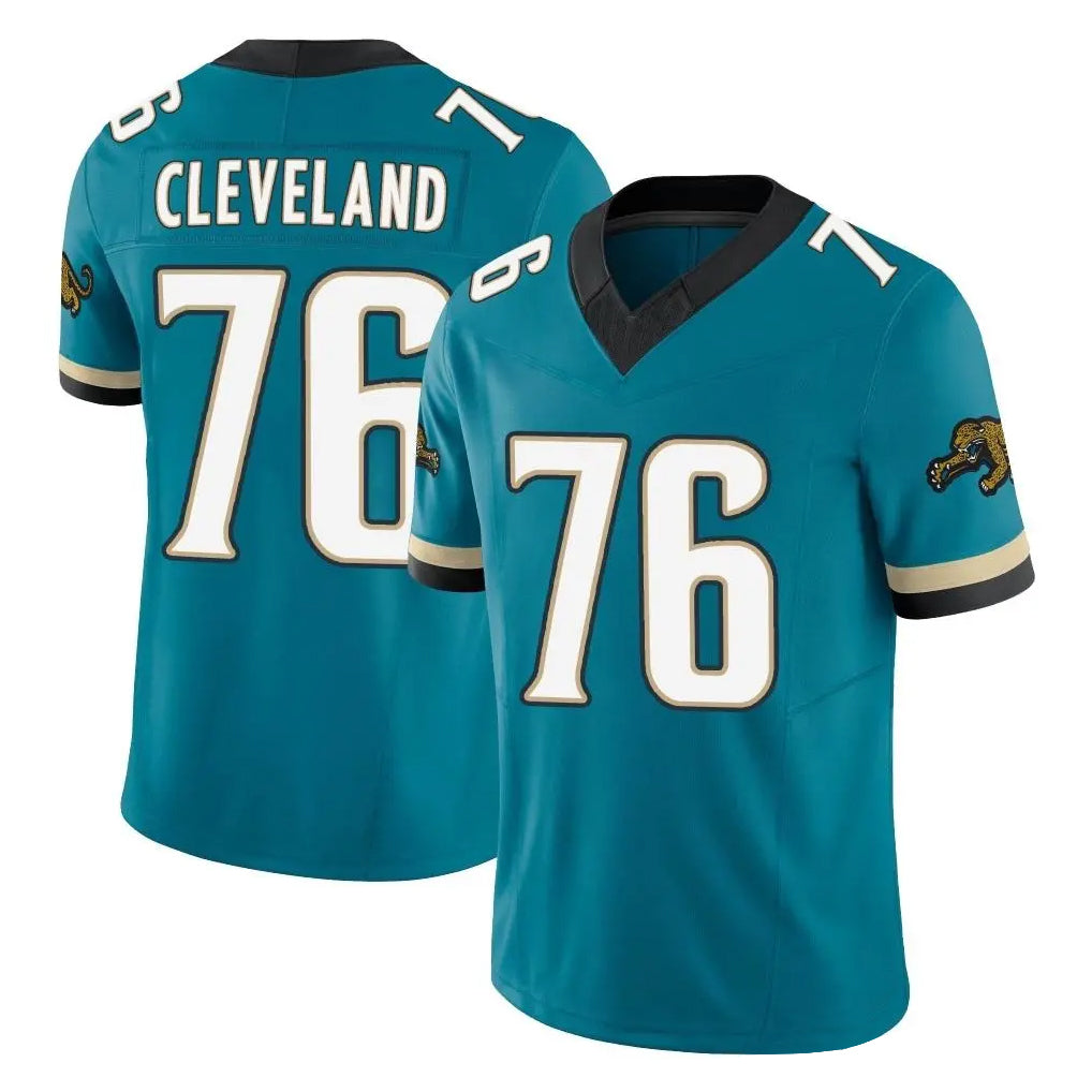 J.Jaguars #76 Ezra Cleveland Player Teal Prowler Throwback Vapor F.U.S.E. Limited Home Game Jdoa Stitched Jerseys