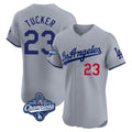 LA.Dodgers #23 Kyle Tucker Player Gray World Series Meet Limited Elite Home Jdoa Stitched Jerseys