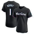 M.Marlins #1 Connor Norby Player Black Vapor Home Limited Elite Jdoa Stitched Jerseys
