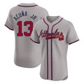 A.Braves #13 Ronald Acuna Jr Player Gray Limited Elite Home Game Jdoa Stitched Jerseys