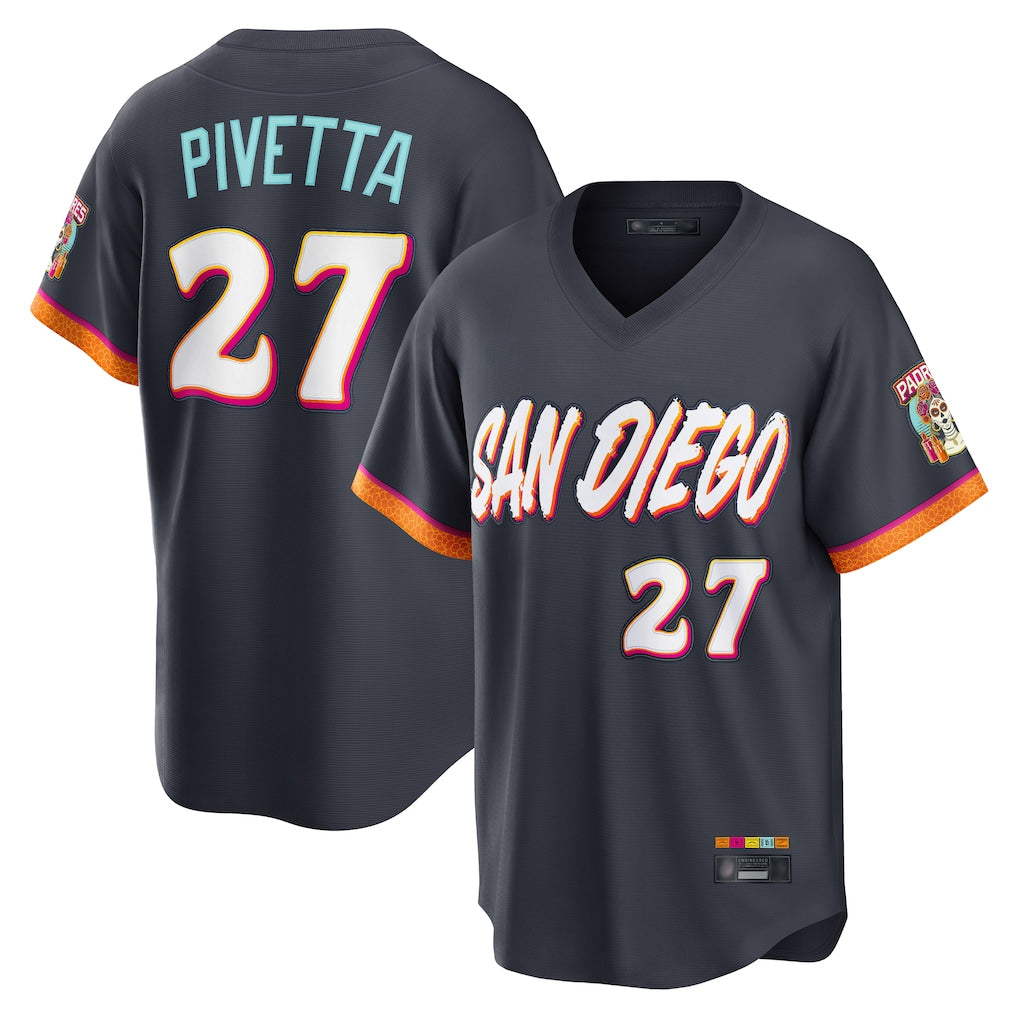 S.Diego Padres #27 Nick Pivetta Player Obsidian 2026 City Connect Home Limited T-shirt Jdoa Stitched Jerseys