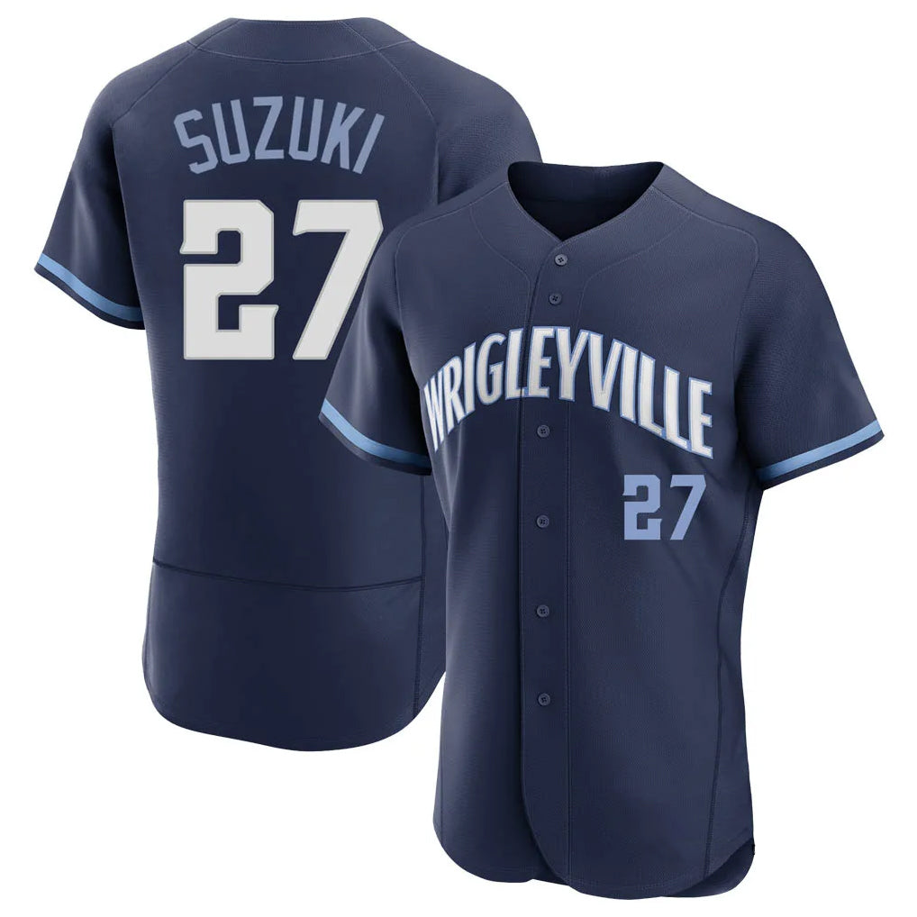 C.Cubs #27 Seiya Suzuki Player Navy City Connect Limited Elite Home Jdoa Stitched Jerseys