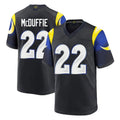 LA.Rams #22 Trent McDuffie Player Black Midnight Rivalries Collection Home Game Jdoa Stitched Jerseys