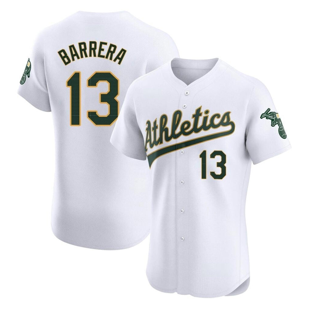 Athletics #13 Luis Barrera Player White Limited Elite Home Game Jdoa Stitched Jerseys